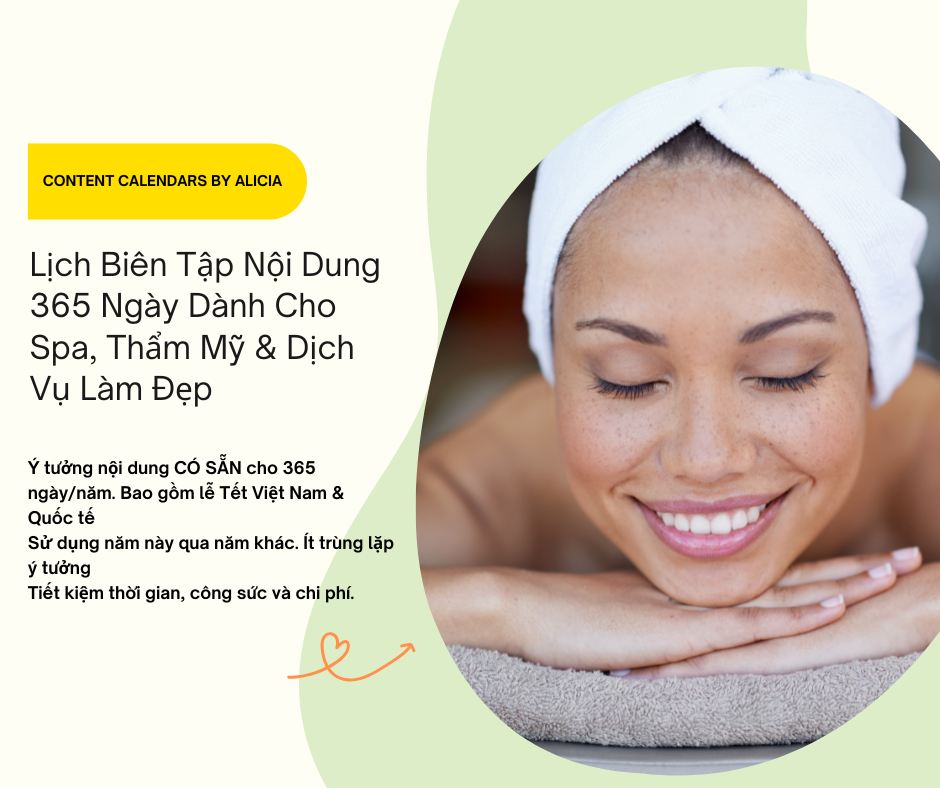 Mẫu Content Calendar 365 Ý Tưởng Vượt Ngưỡng Doanh Thu Dành Cho Spa,