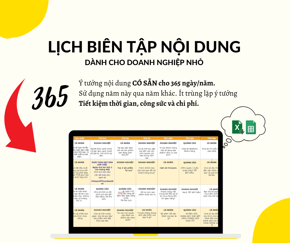 Mẫu Content Calendar 365 Ý Tưởng Bứt Phá Doanh Thu Dành Cho Sản Phẩm Vật Lý