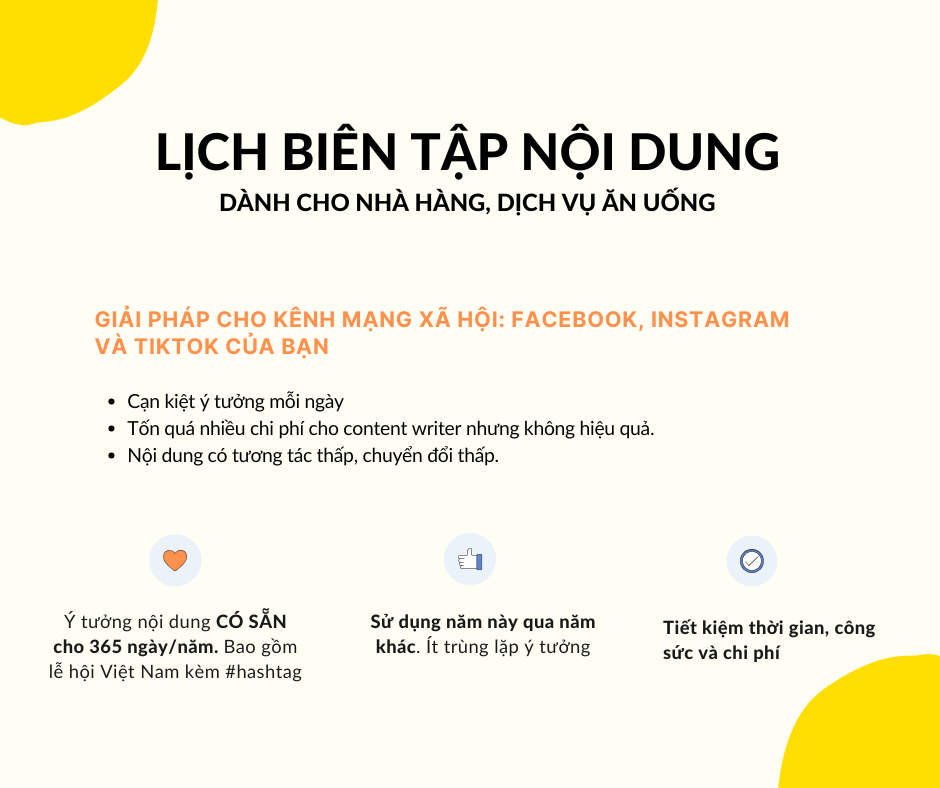 Mẫu Content Calendar 365 Ý Tưởng Tăng Trưởng Doanh Thu Dành Cho Nhà Hàng, Quán Cà Phê