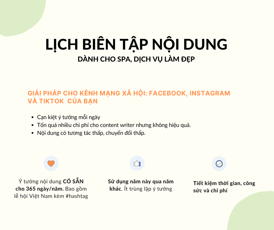 Mẫu Content Calendar 365 Ý Tưởng Vượt Ngưỡng Doanh Thu Dành Cho Spa,