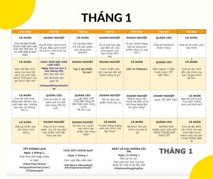 Mẫu Content Calendar 365 Ý Tưởng Bứt Phá Doanh Thu Dành Cho Sản Phẩm Vật Lý