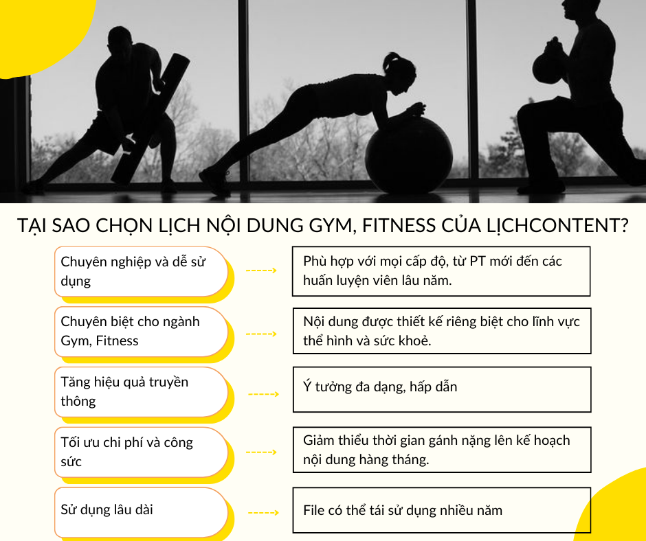 Mẫu Content Calendar 365 Ý Tưởng Xây Kênh cho PT, Gym