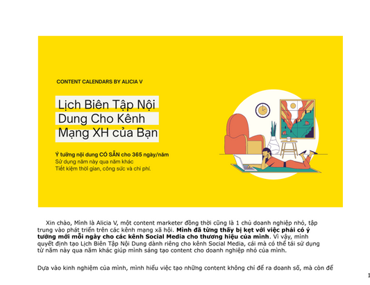 Mẫu Content Calendar 365 Ý Tưởng Bứt Phá Doanh Thu Dành Cho Sản Phẩm Vật Lý